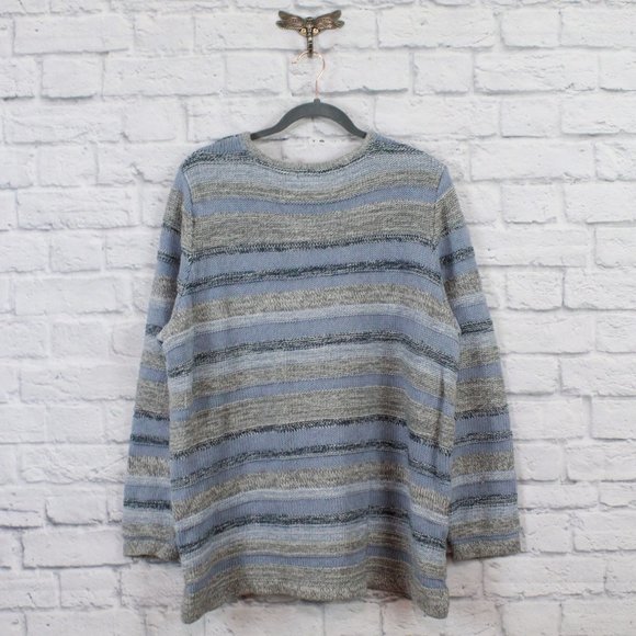 LL BEAN Rolled Hem Striped Cotton Knit Sweater 3X - Picture 5 of 9